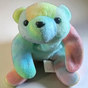 Vtg 1999 TY Beanie Baby Sammy Tie Dye Hippie Boho Bear Rare Retired